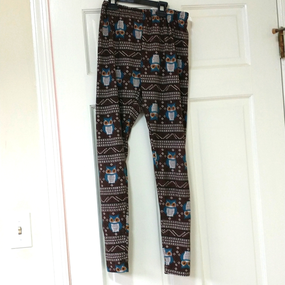 No boundaries leggings owls sz M brown and blue